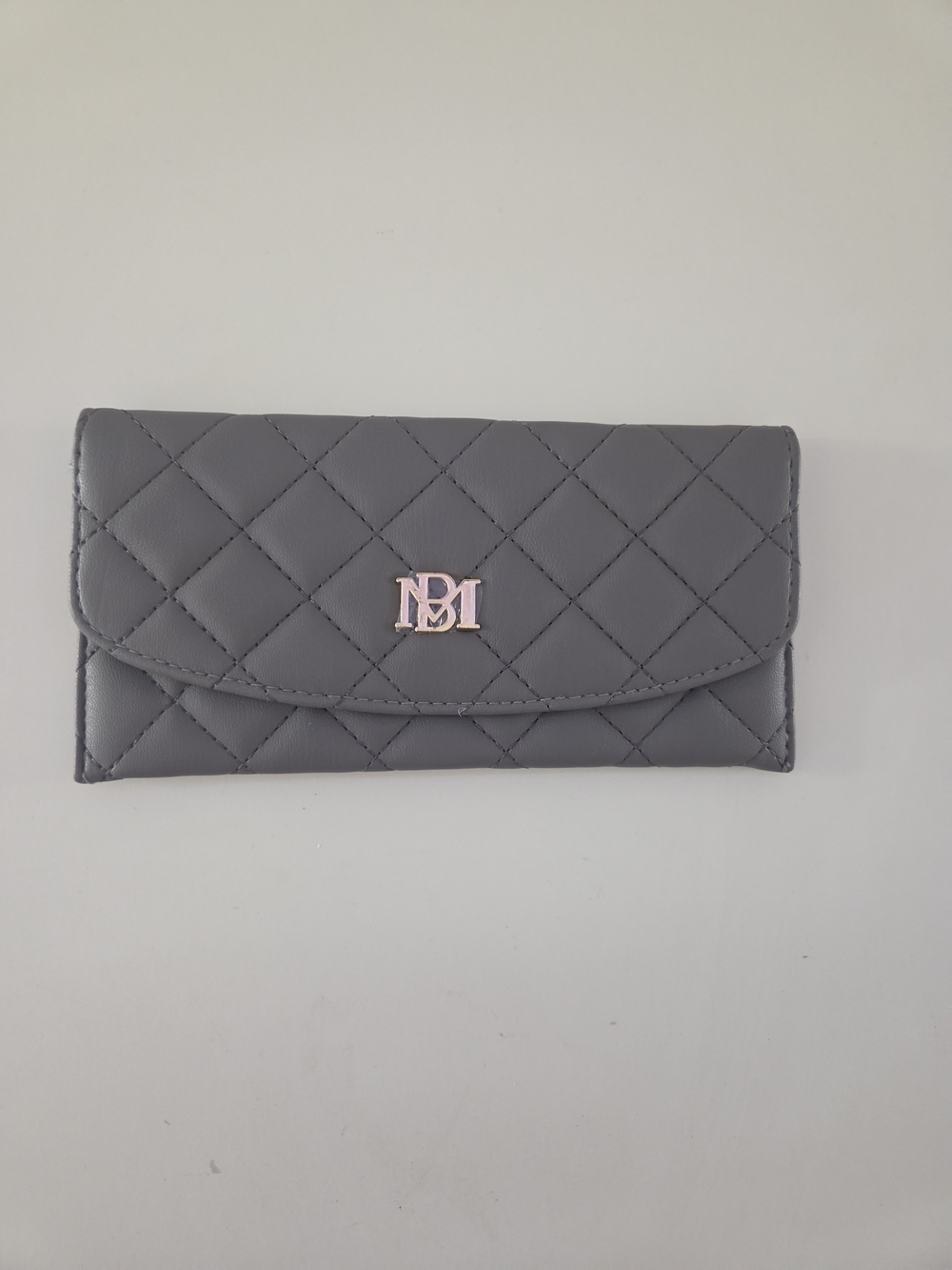 Badgley Mischka Gray Quilted Card Wallet with Logo Accent for Women Credit Card